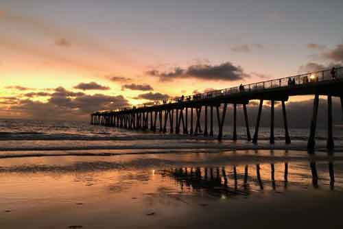 Hermosa Beach pier at sunset